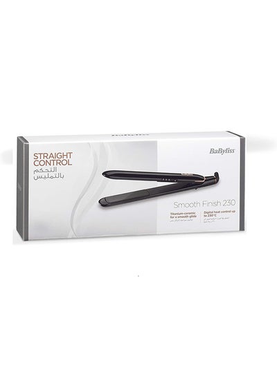 BaByliss Smooth Finish 230 Hair Straightener | Titanium Ceramic Plates For Efficient Straightening | Adjustable Temperature Settings For Versatile Styling | Salon-quality Results At Home | ST250SDE Black