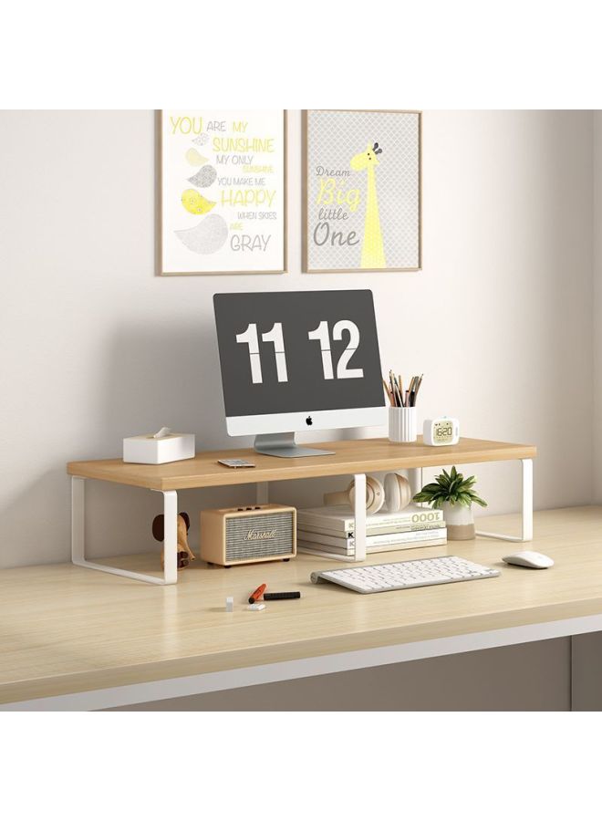 Desktop Elevating Rack Computer Desktop Monitor Elevating Desktop Storage Rack Base Office Bracket Pad Elevated Rack-Colour:Log Color + White Frame + Board Widened 25cm - Tall Model, Length 30cm, He - Image 2