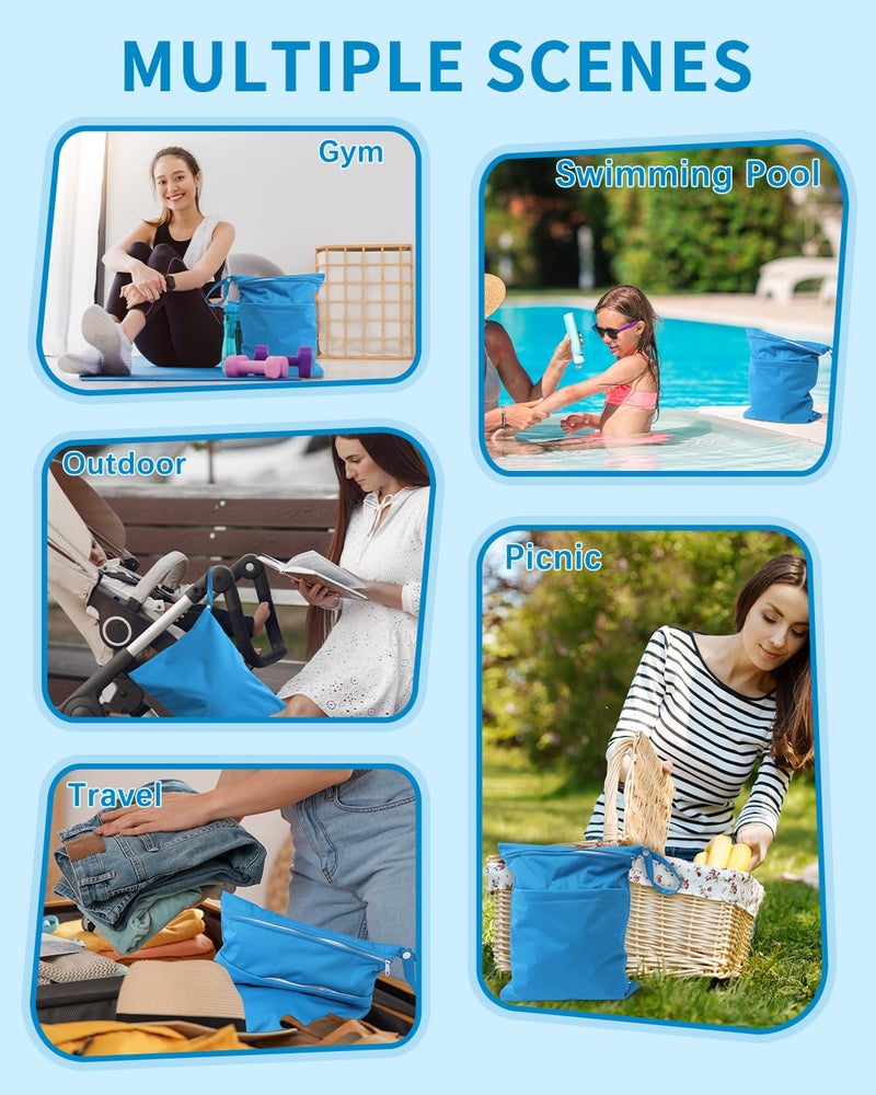 babygoal Wet Dry Bags 3 Pack for Baby Cloth Diapers, Washable Travel Bags, Beach, Pool, Gym Bag for Swimsuits & Wet Clothes with 2 Pockets 3LN10 - Image 3