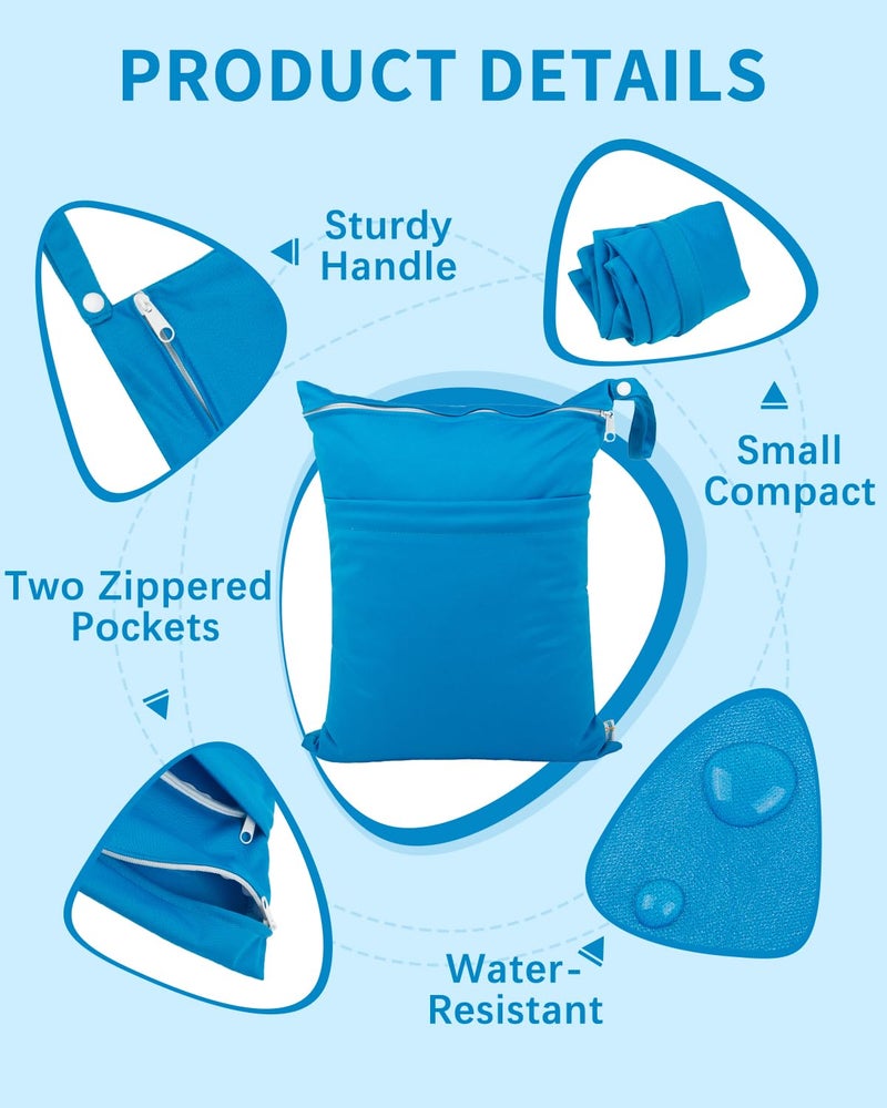 babygoal Wet Dry Bags 3 Pack for Baby Cloth Diapers, Washable Travel Bags, Beach, Pool, Gym Bag for Swimsuits & Wet Clothes with 2 Pockets 3LN10 - Image 2