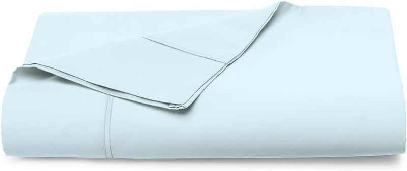 PIZUNA 100% Cotton Flat Bed Sheet Single 180x280 cm Baby Blue 1 PC, 400 Thread Count Luxurious Long Staple Cotton Sateen Weave Bed Sheet Baby Blue (ملاءة سرير مسطحة من القطن 100%) - Image 1