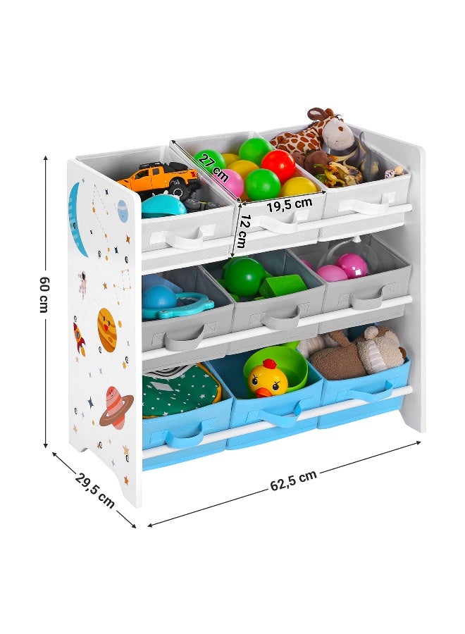 سونمجز رف تخزين للأطفال من SONGMICS، للألعاب والكتب، 9 صناديق قابلة للإزالة، MDF وقماش غير منسوج، 62.5 × 29.5 × 60 سم - Image 1