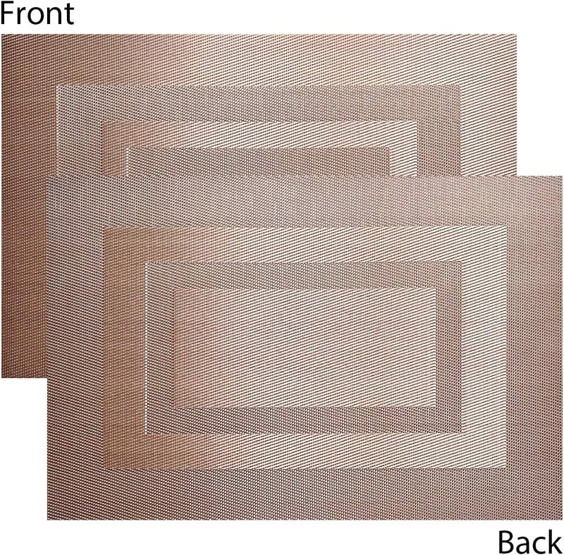 pigchcy Placemats Set of 6,Washable Woven Vinyl Kitchen Table Mats Non Slip Durable Placemats,Heat Resistant Placemats for Dining Table (Champagne) - Image 4