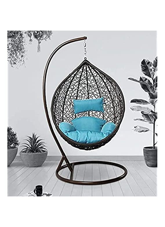 ANAND INDIA GROUPS ANAND INDIA GROUPS Polyester Designer Cushion for Hanging Basket Swing Chair for Outdoor Egg Swing ChairGarden Swing Seat Padded Pillow Cushion Sky Blue  - Image 3