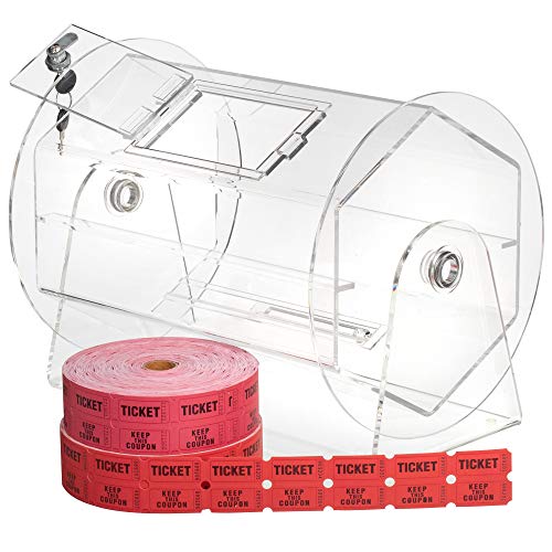 Midway Monsters Clear Acryclic Raffle Spinning Drum 2000 Tickets Spinning Raffle Box for Balls Chips Tickets Medium - Image 1