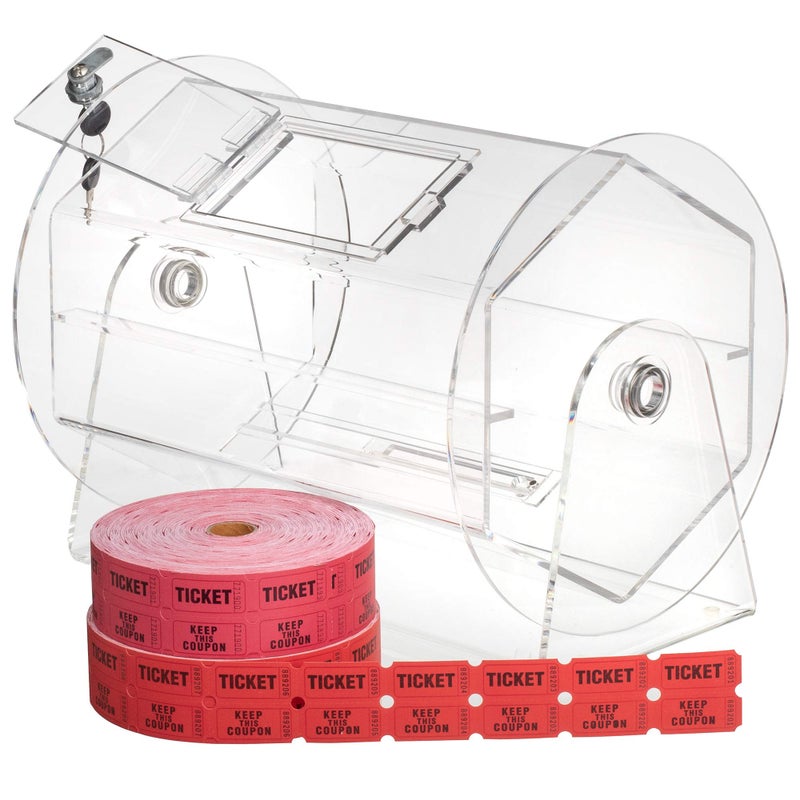 Midway Monsters Clear Acryclic Raffle Spinning Drum 2000 Tickets Spinning Raffle Box for Balls Chips Tickets Medium - Image 2