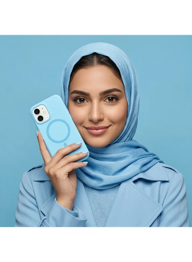 Mobcos Mobcos iPhone 17 Sky Blue Elite Ring Mobcos iPhone 17 Sky Blue Elite Ring Premium Silicone Magnetic Wireless Charging Case for iPhone | Silky Soft Touch | Military-Grade Shockproof Protection | Strong Magnetic Compatibility | Luxury Slim Cover  | Best Price UAE