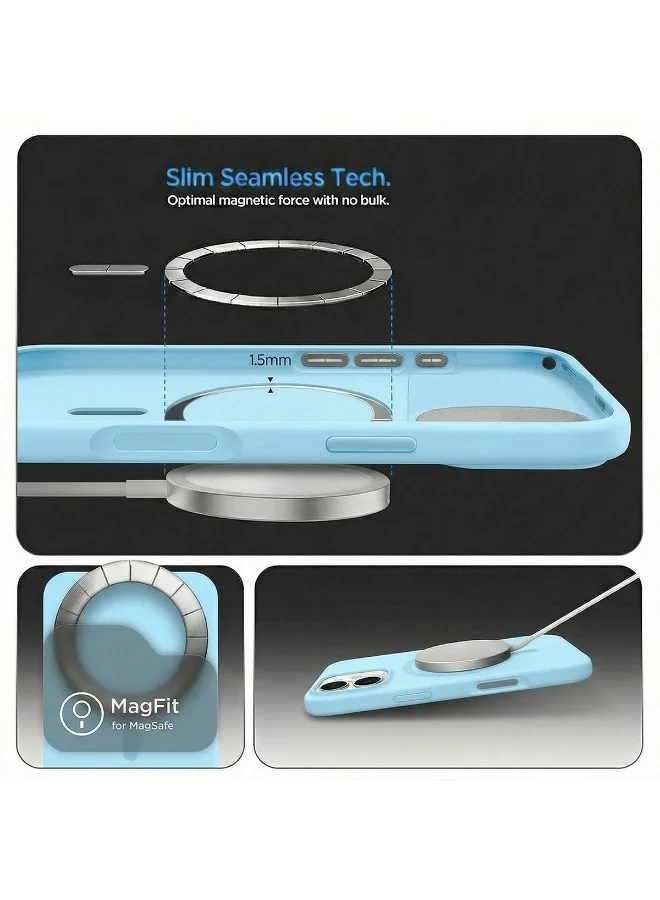 Mobcos Mobcos iPhone 17 Sky Blue Elite Ring Mobcos iPhone 17 Sky Blue Elite Ring Premium Silicone Magnetic Wireless Charging Case for iPhone | Silky Soft Touch | Military-Grade Shockproof Protection | Strong Magnetic Compatibility | Luxury Slim Cover  | Best Price UAE
