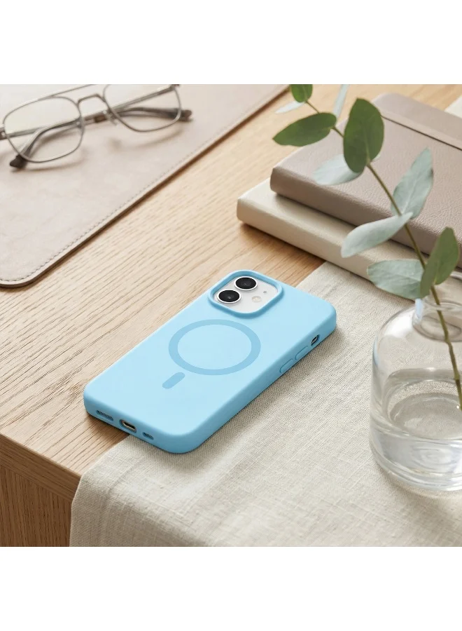 Mobcos Mobcos iPhone 17 Sky Blue Elite Ring Mobcos iPhone 17 Sky Blue Elite Ring Premium Silicone Magnetic Wireless Charging Case for iPhone | Silky Soft Touch | Military-Grade Shockproof Protection | Strong Magnetic Compatibility | Luxury Slim Cover  | Best Price UAE
