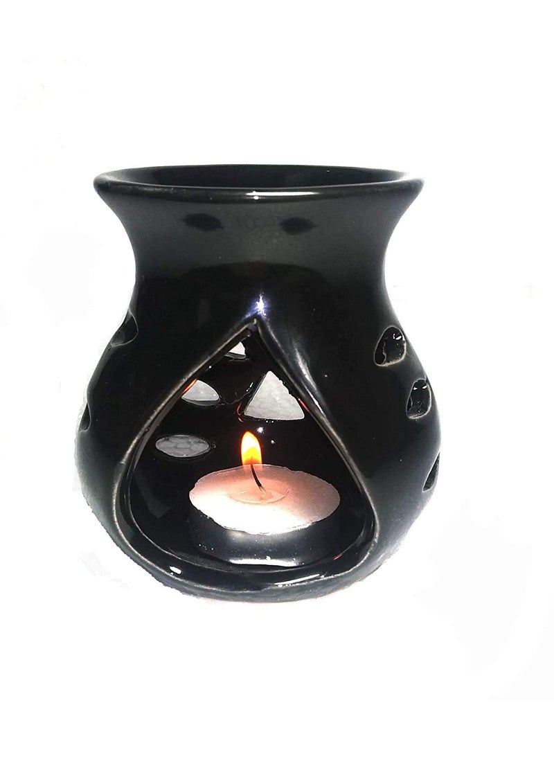 Mkd2 Rise Mkd2 Rise Ceramic Aroma Burner Oil Diffuser with Tealight White Blue Black Set of 3  - Image 2