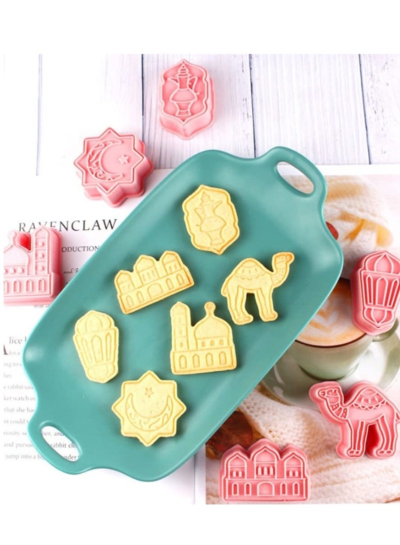 SOLARAE Eid Mubarak Cookie Cutters 6 PCS Ramadan Islamic Muslim Biscuit Mold, Mosque, Lantern, Camel, Star, Moon, Islamic Star - Image 3