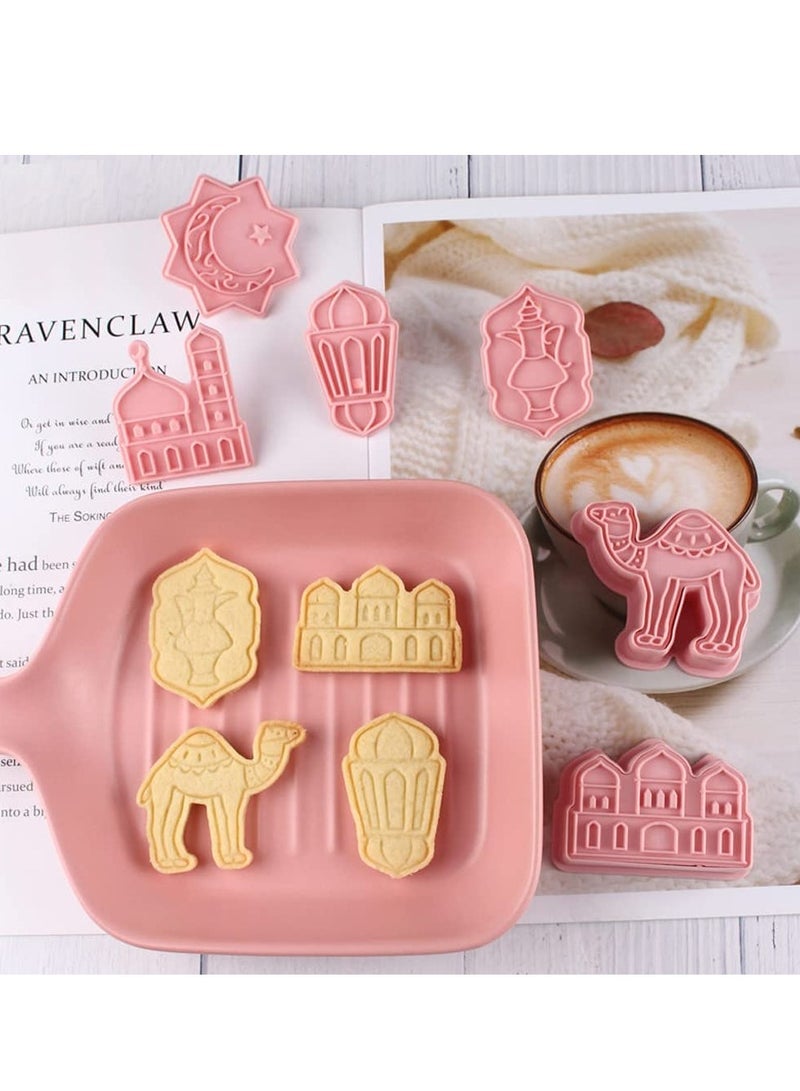 SOLARAE Eid Mubarak Cookie Cutters 6 PCS Ramadan Islamic Muslim Biscuit Mold, Mosque, Lantern, Camel, Star, Moon, Islamic Star - Image 2