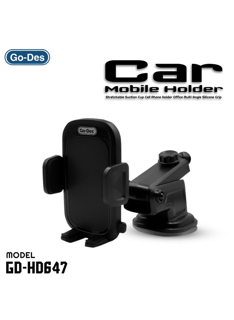 جو-ديز حامل هاتف السيارة قابل للتمدد شفط كأس حامل هاتف الخليوي مكتب متعدد زاوية قبضة سيليكون Go-Des GD-HD647 - Image 1