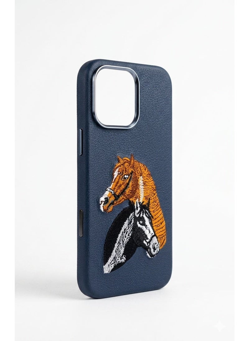 iphone 13 promax Premium Luxury Leather Case with Embossed Horse Design | Slim Shockproof Protective Back Cover - Image 1