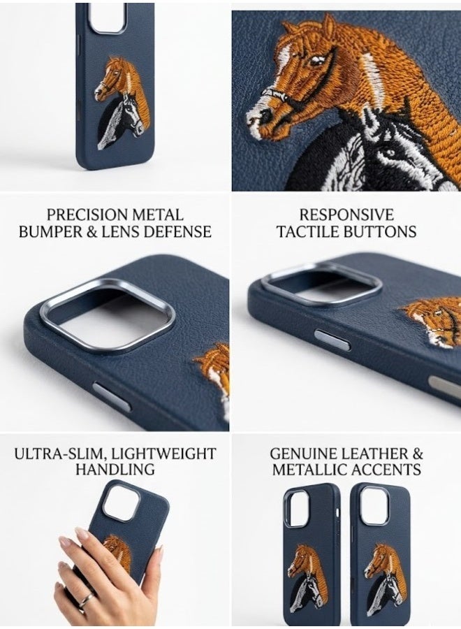 iphone 13 promax Premium Luxury Leather Case with Embossed Horse Design | Slim Shockproof Protective Back Cover - Image 5