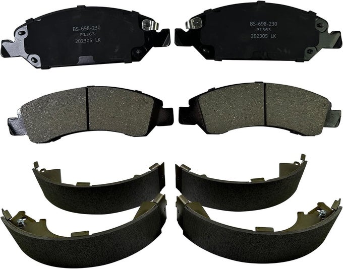 Front Ceramic Brake Pads And Rear Brake Shoes For 2008-2013 Chevy Silverado 1500 And Gmc Sierra 1500