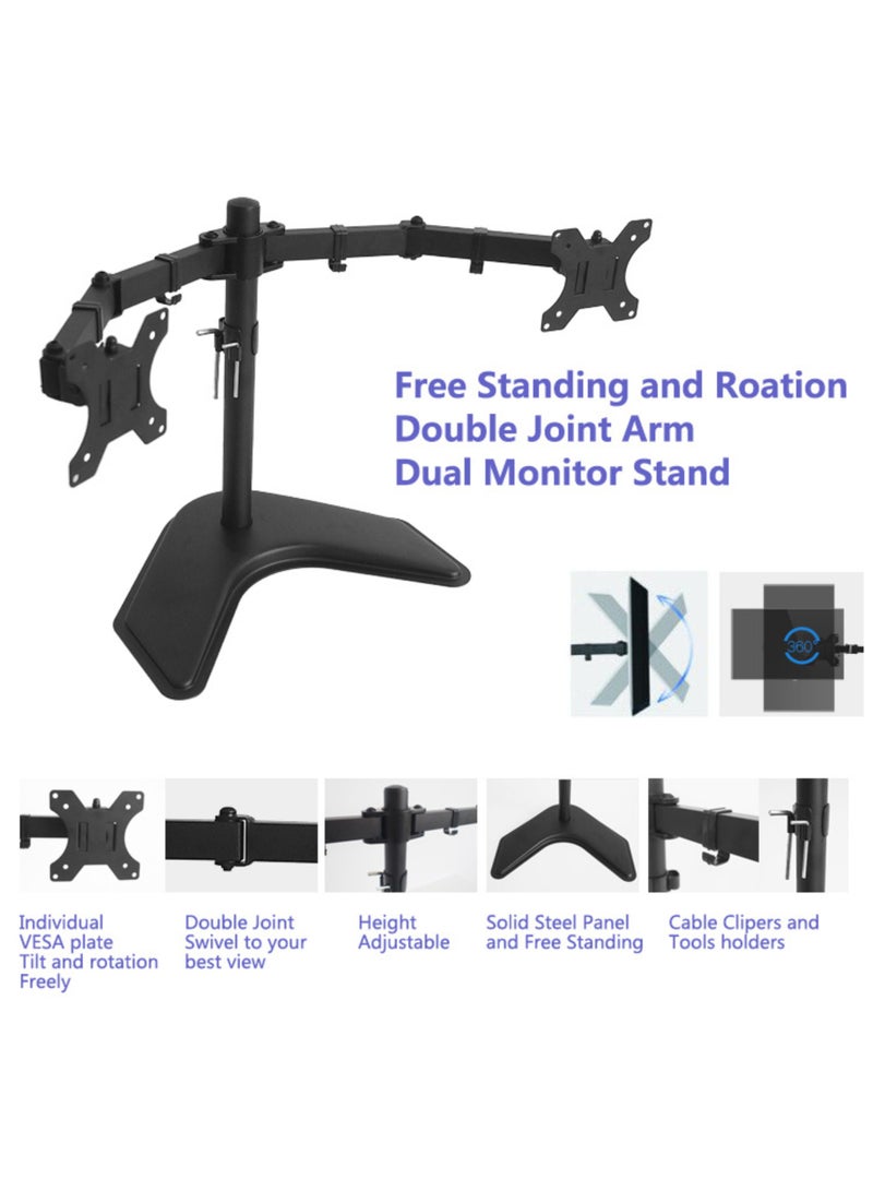 Stargold Dual Monitor Stand Adjustable Desktop Monitor Mount for 13-32 Inch Screens, Heavy Duty VESA 100x100mm Bracket with Swivel, Tilt, Rotation & Cable Management - Image 4