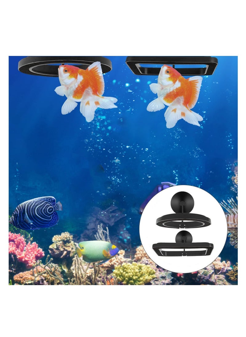 Fish Feeding Ring, Fish Feeder Aquarium Fish Turtle Tank Accessories Food Feeder Circle 2 Pieces (black)