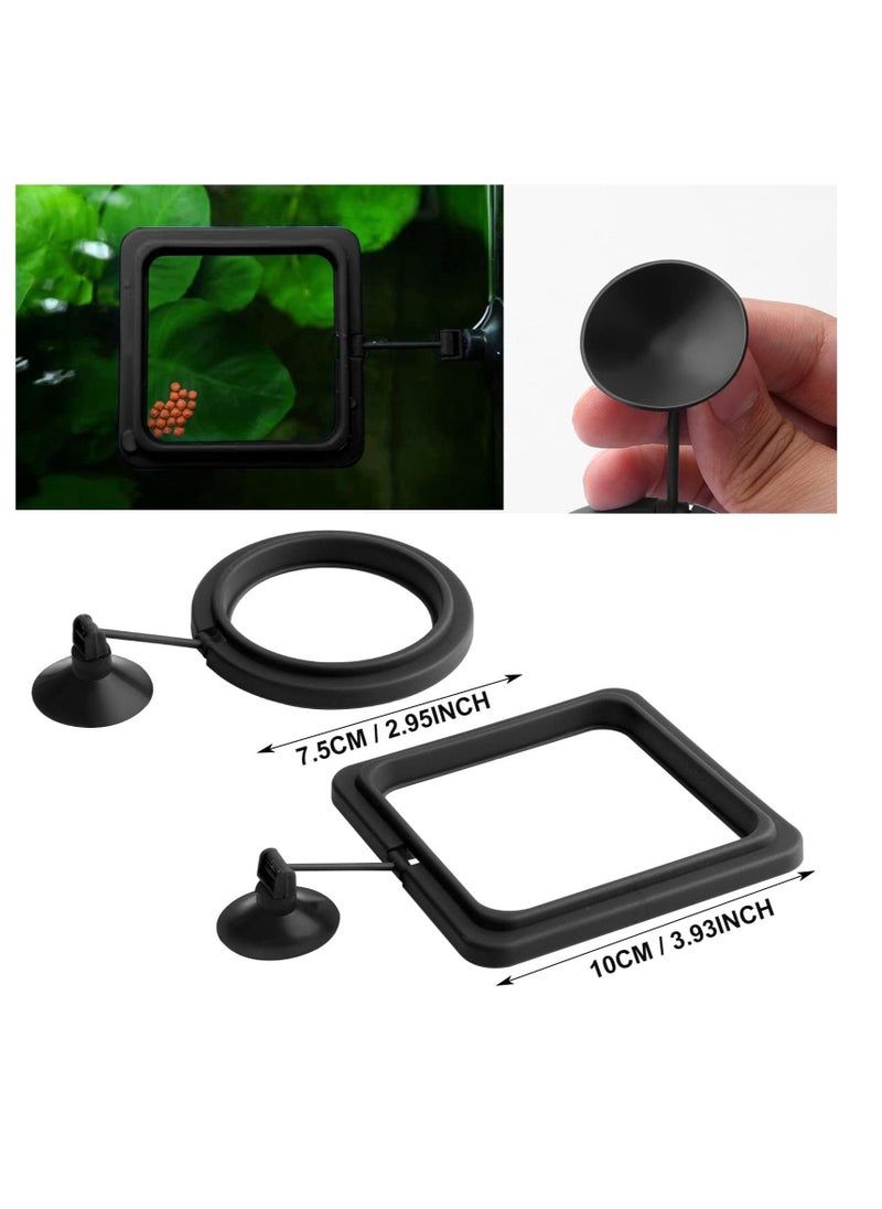 Fish Feeding Ring, Fish Feeder Aquarium Fish Turtle Tank Accessories Food Feeder Circle 2 Pieces (black)