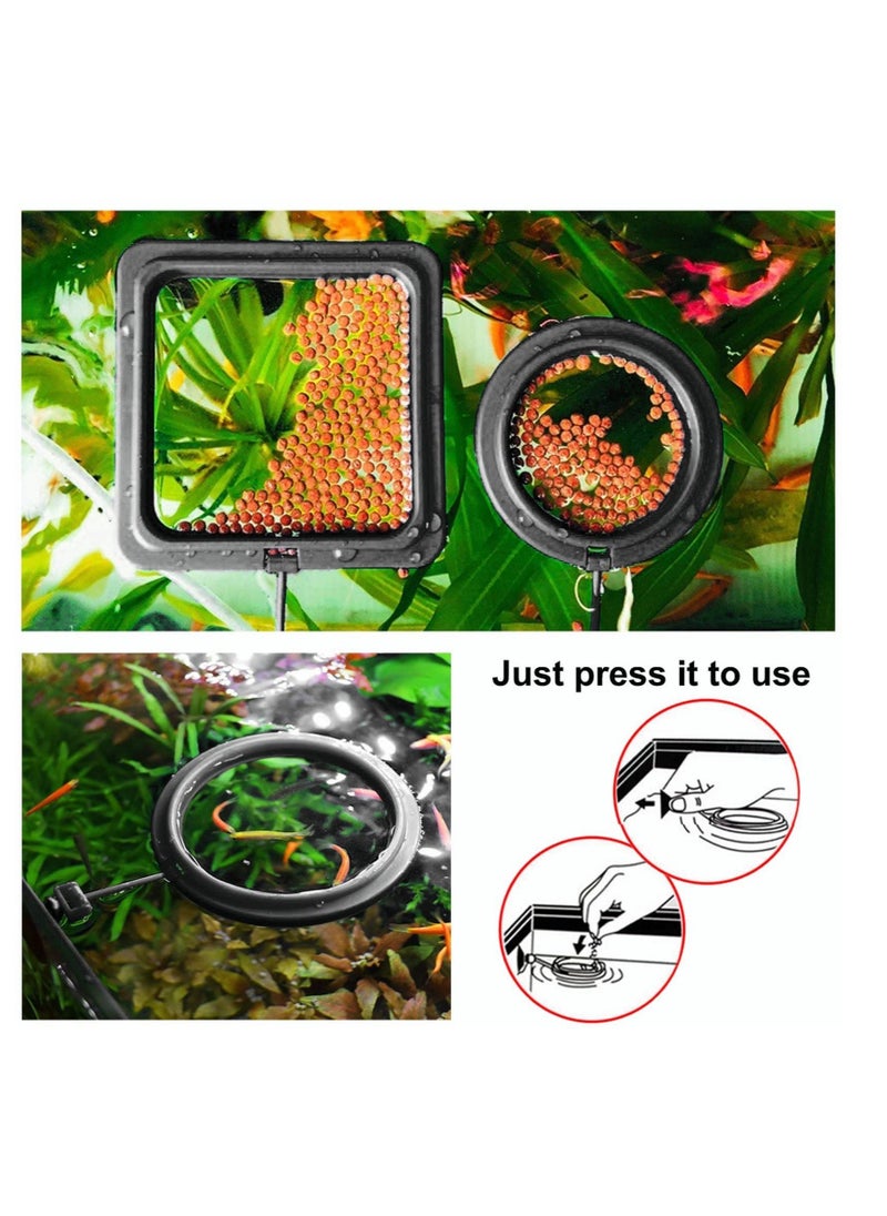 Fish Feeding Ring, Fish Feeder Aquarium Fish Turtle Tank Accessories Food Feeder Circle 2 Pieces (black)