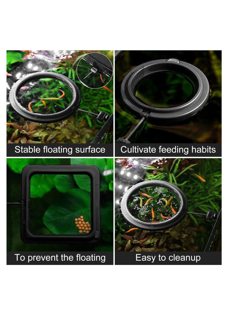 Fish Feeding Ring, Fish Feeder Aquarium Fish Turtle Tank Accessories Food Feeder Circle 2 Pieces (black)