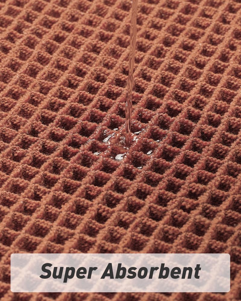 AMOAMI Upgraded Waffle Bath Mat, Super Absorbent Non Slip Bath Mats for Bathroom Floor, Machine Washable Bathroom Rugs with Tassels, Rubber Backed Bathroom Mats, Ultra Soft, 20" x 32", Dirty Orange - Image 3