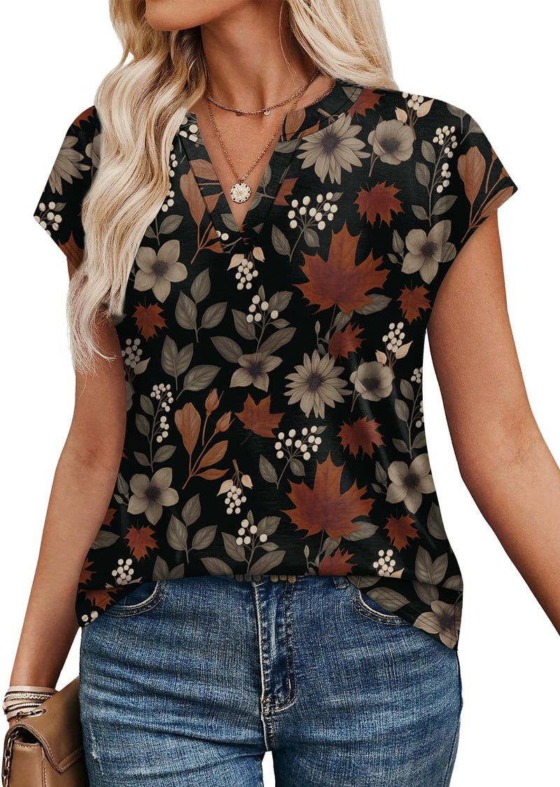 WIHOLL Summer Outfits for Women Spring Tops Women Blouses Dressy Casual Short Sleeve Shirts Vacation Outfits Basic Tees Women's Clothing Travel Outfits Lightweight Tops S - Image 2