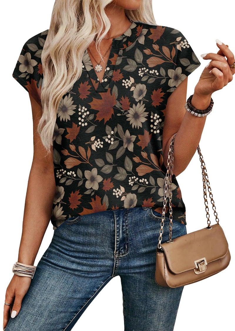 WIHOLL Summer Outfits for Women Spring Tops Women Blouses Dressy Casual Short Sleeve Shirts Vacation Outfits Basic Tees Women's Clothing Travel Outfits Lightweight Tops S - Image 4