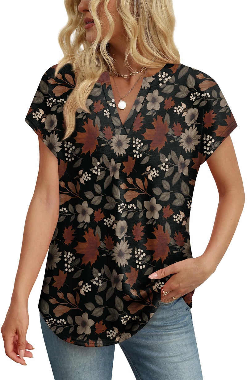 WIHOLL Summer Outfits for Women Spring Tops Women Blouses Dressy Casual Short Sleeve Shirts Vacation Outfits Basic Tees Women's Clothing Travel Outfits Lightweight Tops S - Image 3