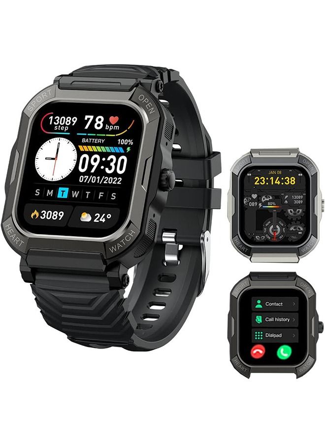 Arabest 1.85" Smart Watches for Men with Bluetooth Call (Answer/Make Call),New Fitness Tracker, IP68 Waterproof  Smart Watches with Heart Rate, Blood Oxygen and Sleep Monitor (Black)  - Image 1
