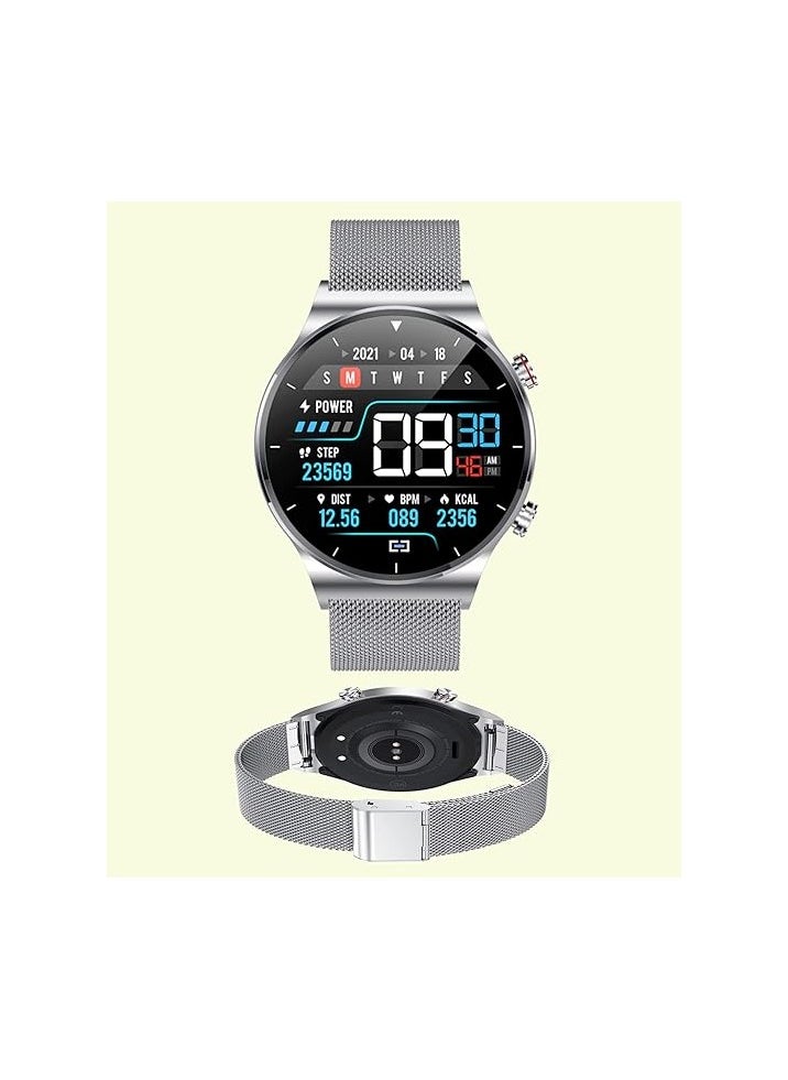 C idea - CW8 Pro Waterproof 1.28 Inch Full Touch Smartwatch Bracelet Wrist Wear and Activity Tracing Bluetooth Unisex Smart Watch (Silver) - Image 1