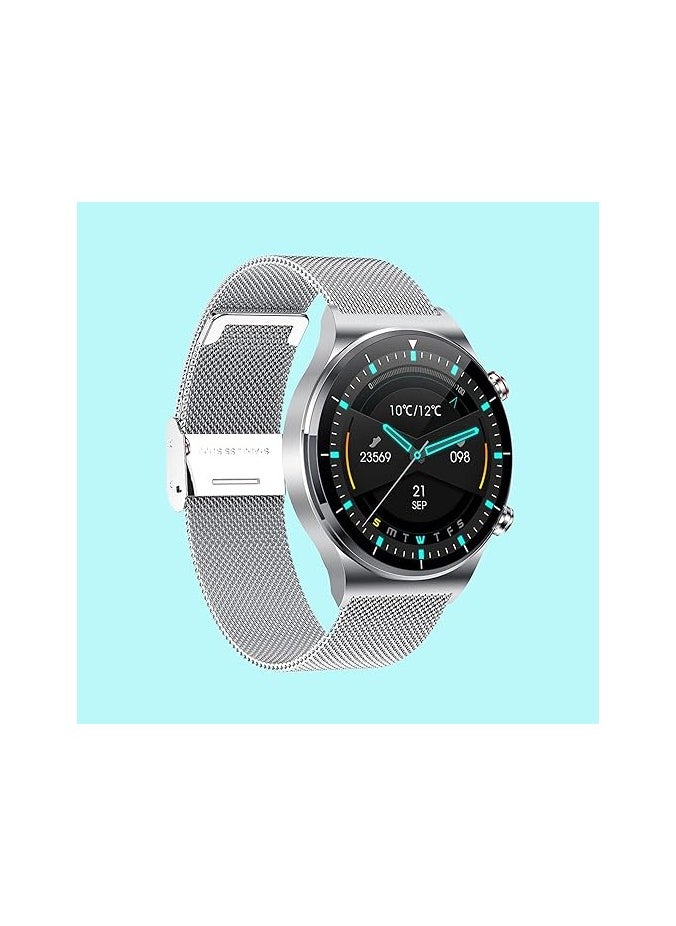 C idea - CW8 Pro Waterproof 1.28 Inch Full Touch Smartwatch Bracelet Wrist Wear and Activity Tracing Bluetooth Unisex Smart Watch (Silver) - Image 1