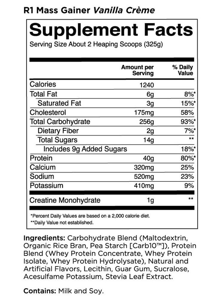Rule One Proteins Rule 1 Mass Gainer - Vanilla Cream  - (5.2 kg)  - Image 2