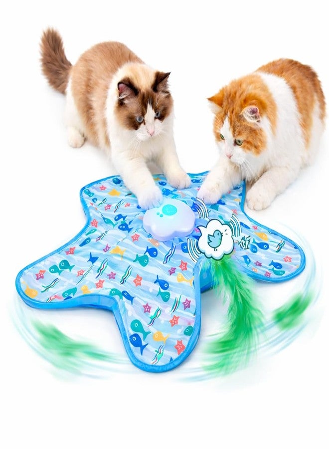 COCOING Rotating Interactive Cat Toys with Squeaker for Interactive Playing, Anxiety Relief Boredom Rechargeable Automatic Moving Concealed Feathers Toys Touch Activated for Indoor Adult Cats and Kittens - Image 1