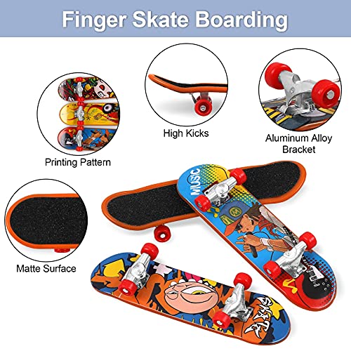squishy 4Pcs Fingerboard, Mini Skateboard Toy Set for Girls and Boys, Stress Relief and Party Favors, Finger Coordination Training, Random Designs - Image 5