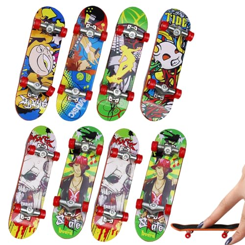 squishy 4Pcs Fingerboard, Mini Skateboard Toy Set for Girls and Boys, Stress Relief and Party Favors, Finger Coordination Training, Random Designs - Image 1