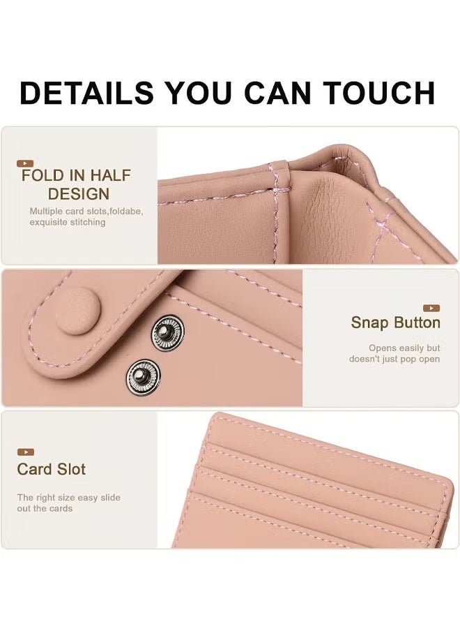 Arabest Slim Wallet for Women, RFID Blocking Bifold Credit Card Holder, Card Case, Leather Small Card Wallets Women, Leather Bifold Wallets with Zipper, Coin Pocket (Pink)  - Image 4
