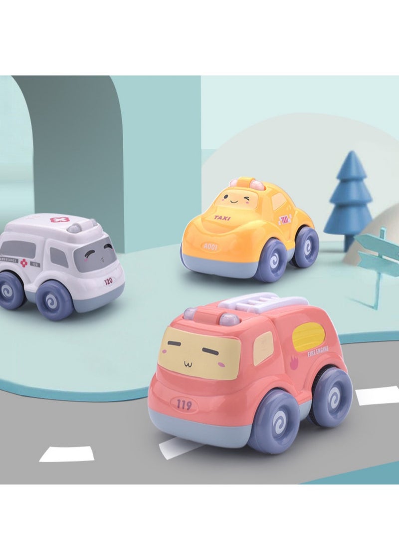 YelaJoy Cartoon Cars with Lights and Sounds for Toddler Boys and Girls, Set of 4 Puzzle Vehicles for Kids, Includes Police Cars, Fire Trucks, Cabooses and Ambulances - Image 5