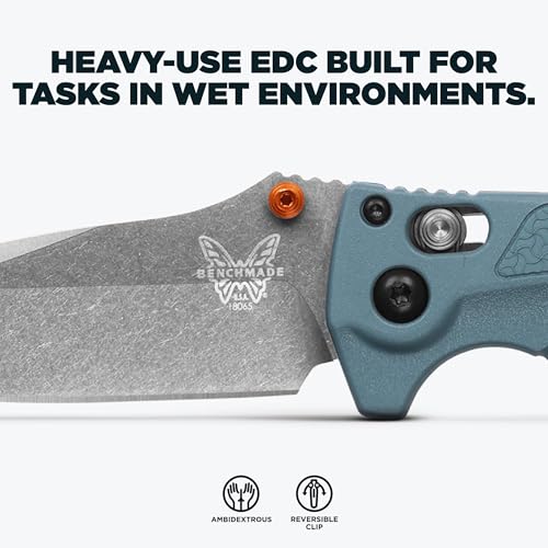 Benchmade بينش ميد - سكين ميني أدييرا 18065 الخارجية، حافة عادية مع مقبض غريفوري أزرق عميق (18065) - Image 3