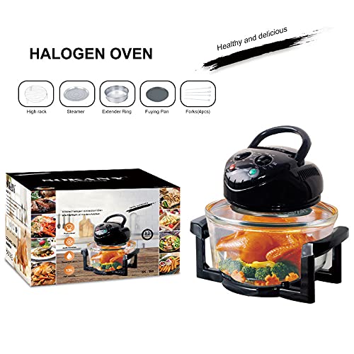 Olpad Olpad Oil Free Deep Fryer 13L Infrared Halogen Convection Oven Glass Bowl Convection Grill Air Fryer for Every Family 1400W Air Fryer Oven Halogen Oven Air Fryer 13L Air Fryers for Home Use - Image 3