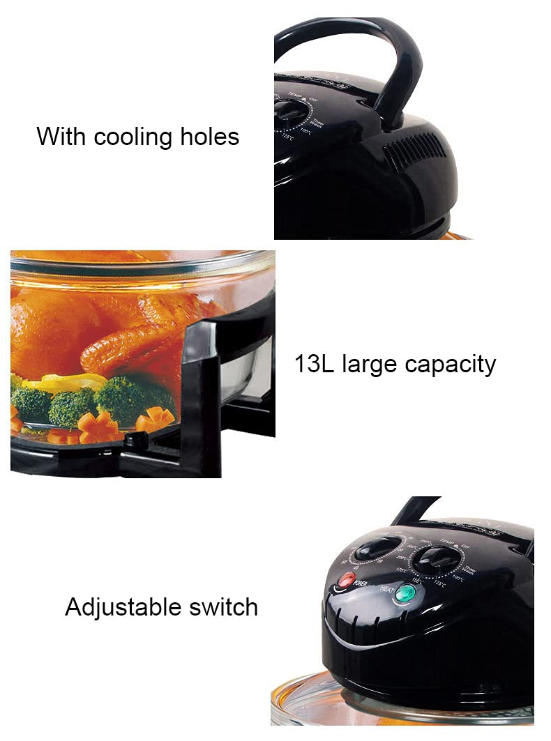 Olpad Olpad Oil Free Deep Fryer 13L Infrared Halogen Convection Oven Glass Bowl Convection Grill Air Fryer for Every Family 1400W Air Fryer Oven Halogen Oven Air Fryer 13L Air Fryers for Home Use - Image 5