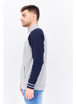 Threadbare Men Mock Neck Embroidered Logo Long Sleeves Sweatshirt, Grey  - Image 2