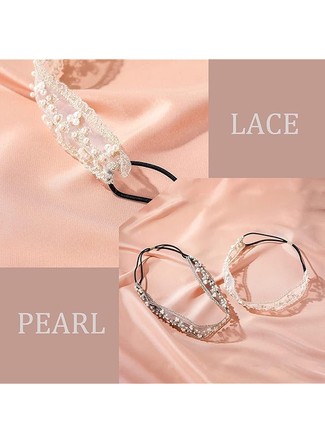 إيروريكس قطعتان من عصابات الرأس الدانتيلية، وشاح شعر عصري مزين بالورود، إكسسوارات عمامة من التول - Image 3