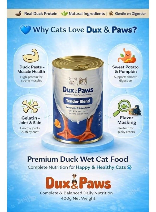Dux&Paws Wet Cat Food Dux & Paws Tender Blend Duck with Chicken Taste, Premium Wet Food for Adult Cats, High Protein, Grain Free, Complete & Balanced Nutrition, Hydration Support, 400g - Image 4