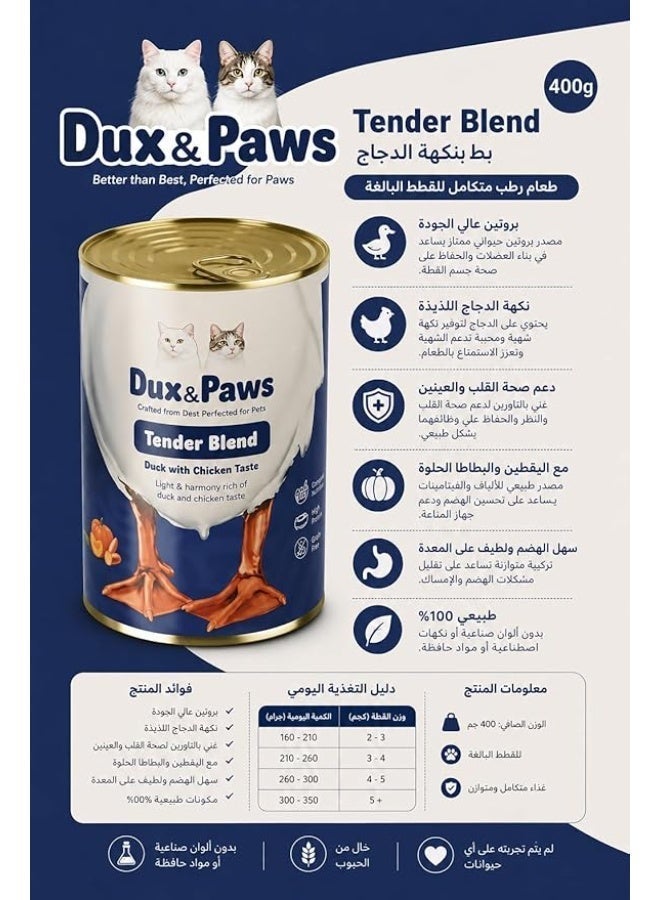 Dux&Paws Wet Cat Food Dux & Paws Tender Blend Duck with Chicken Taste, Premium Wet Food for Adult Cats, High Protein, Grain Free, Complete & Balanced Nutrition, Hydration Support, 400g - Image 5