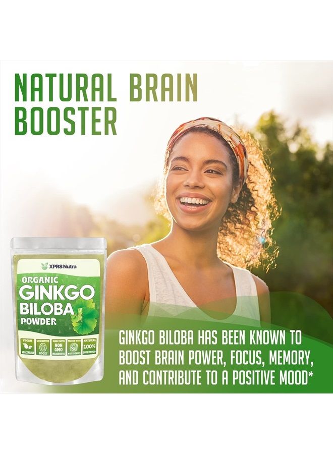 XPRS Nutra Organic Ginkgo Biloba Powder - Gingko Biloba Supplements for Cognition - Vegan Friendly Ginkoba Biloba Organic - Immunity Boosting Ginkgo Biloba Powder (8 oz) - Image 2