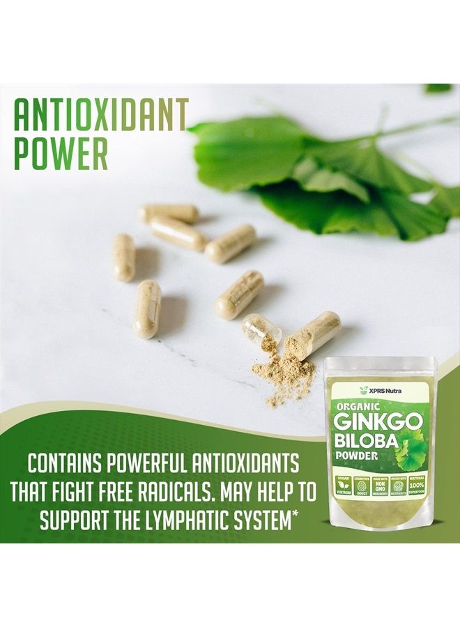 XPRS Nutra Organic Ginkgo Biloba Powder - Gingko Biloba Supplements for Cognition - Vegan Friendly Ginkoba Biloba Organic - Immunity Boosting Ginkgo Biloba Powder (8 oz) - Image 3