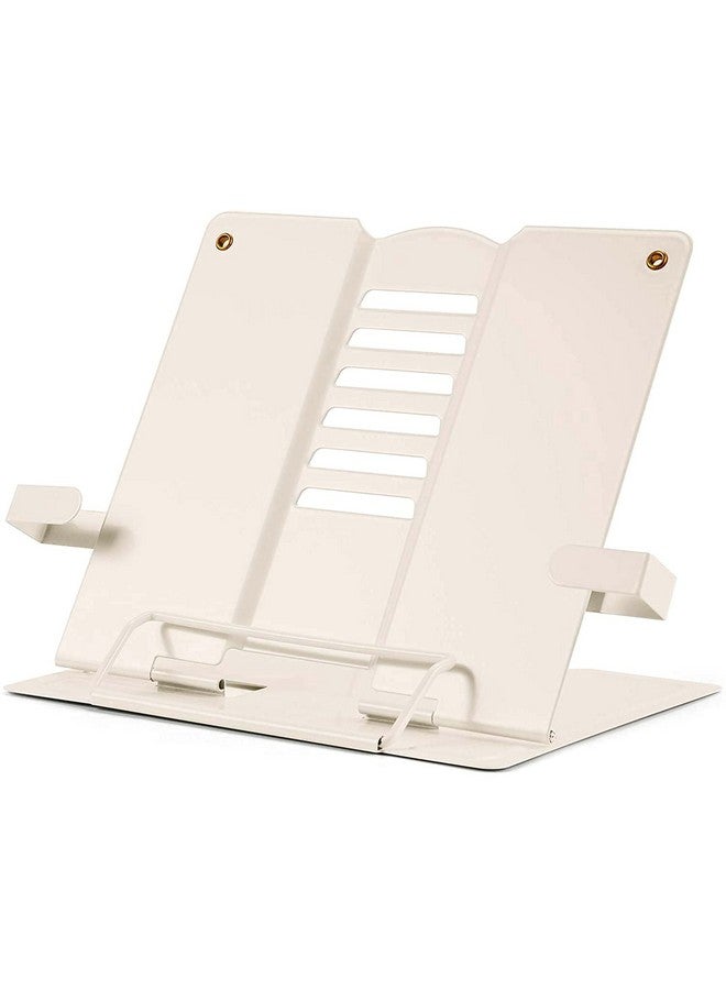 PERPART Metal Book Stand Holder | Portable Cookbook Holder,Adjustable Recipes Book Organizer | Book Stands & Holders for Reading Study Foldable Accessories (White) - Image 1
