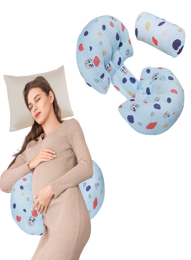 Bembika Pregnancy Pillow - Adjustable U Shaped Pregnancy Pillow for Belly and Back Support, Maternity Body Pillow for Side Sleeping, Compact Pregnancy Support Pillow for Comfort-(Happy Cow) - Image 1