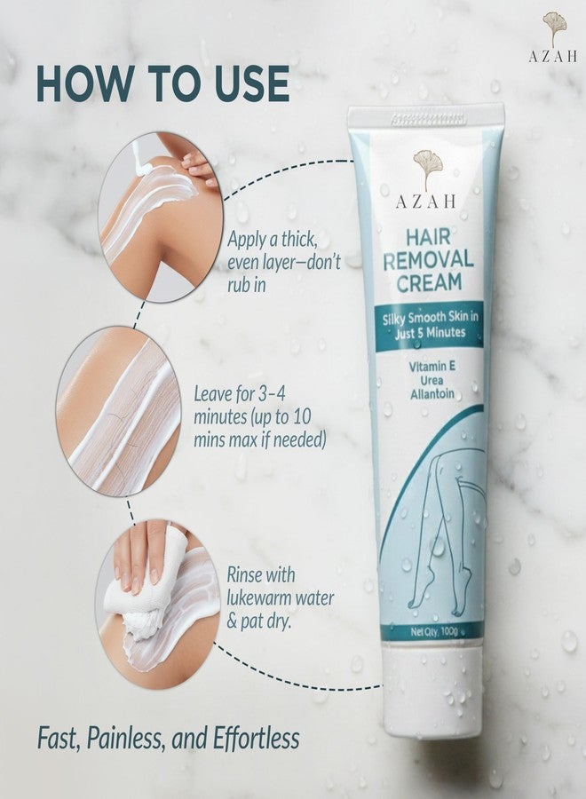 Azah Hair Removal Cream for Women [100 GM] | Bikini Hair Removal Cream with Vitamin E, Urea & Allantoin | Fast & Painless Hair Remover | Ideal for Arm, Underarm, Leg & Bikini Area - Image 5
